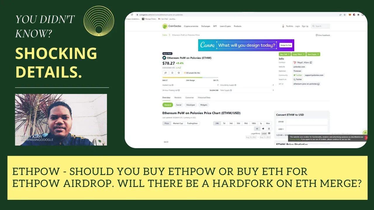 ETHPOW - Should You Buy ETHPOW Or Buy ETH For ETHPOW Airdrop. Will There Be A Hardfork On ETH Merge?