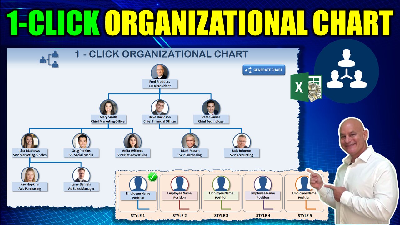 How To Create a 1 Click Organizational Chart In Excel [Masterclass + Free Download]