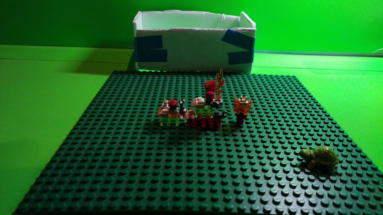Jason voohees saying hi to the teenage mutant ninja turtles ( stop motion animation)