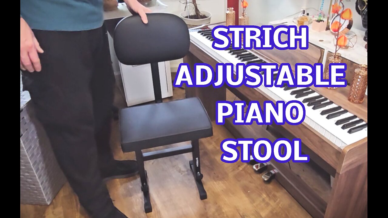 STRICH Adjustable Piano Stool, Backrest, PU Leather, Padded