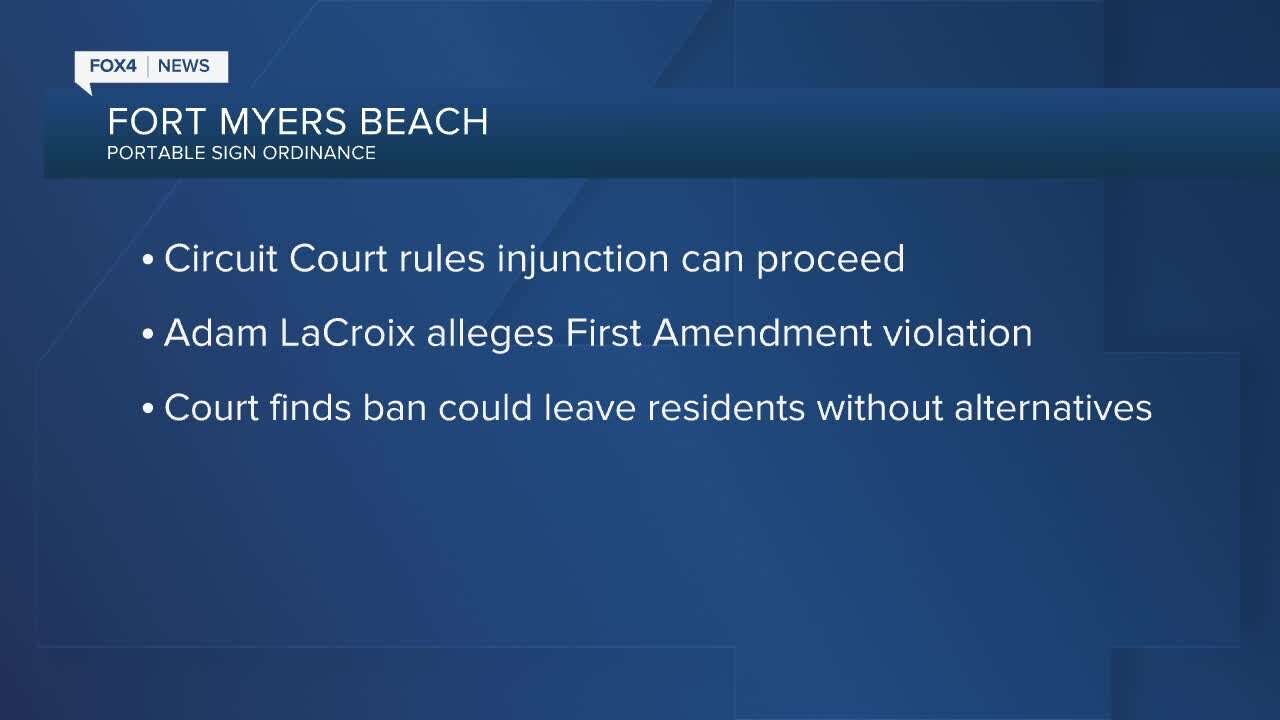 Suit against Fort Myers Beach over portable sign ordinance can proceed