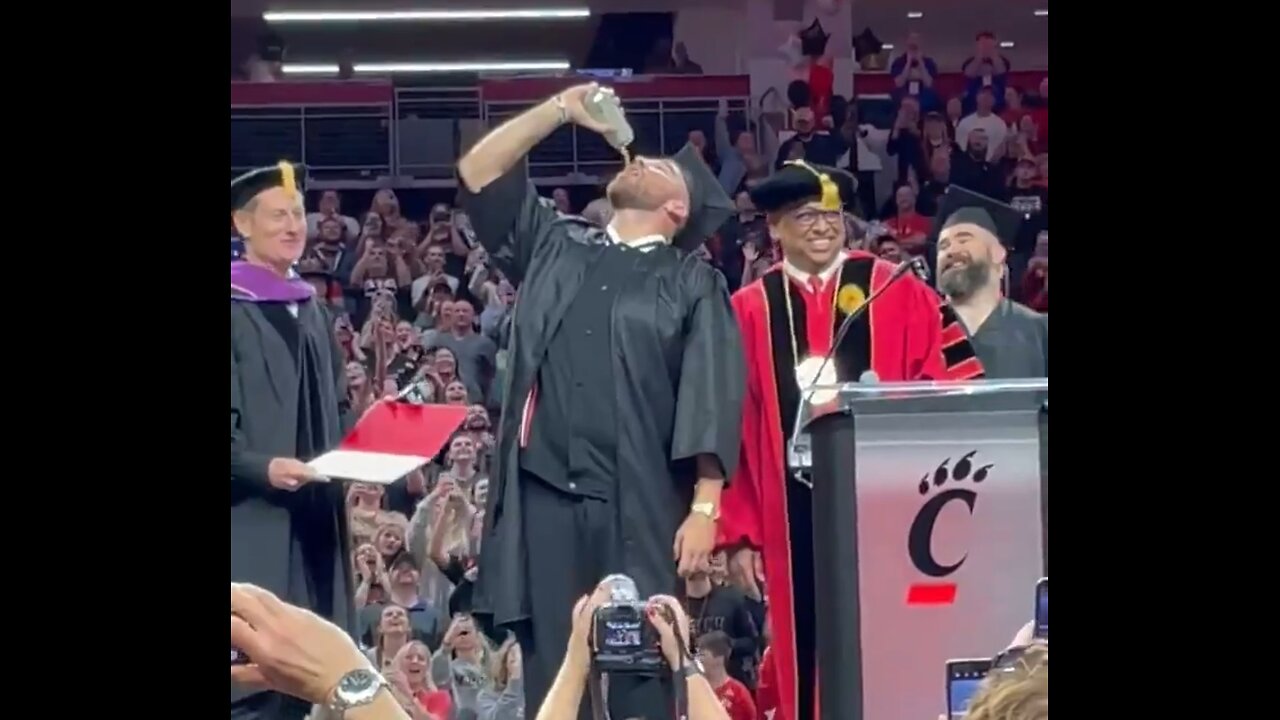 Travis Kelce Receives A Diploma Stone Cold Steve Austin Style