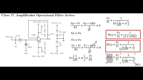 Clase 18: Amplificador operacional como filtro pasa bajas de primer orden