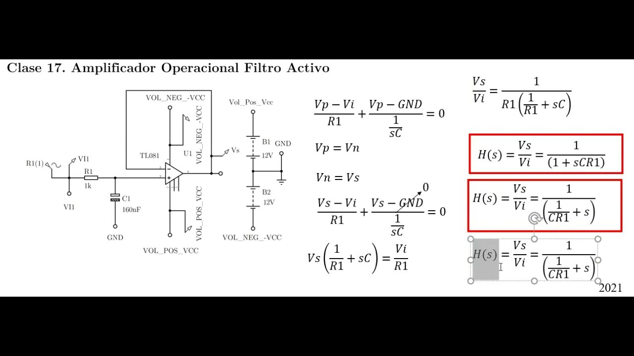 Clase 18: Amplificador operacional como filtro pasa bajas de primer orden