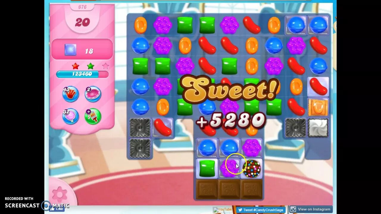 Candy Crush Level 676 Audio Talkthrough, 3 Stars 0 Boosters
