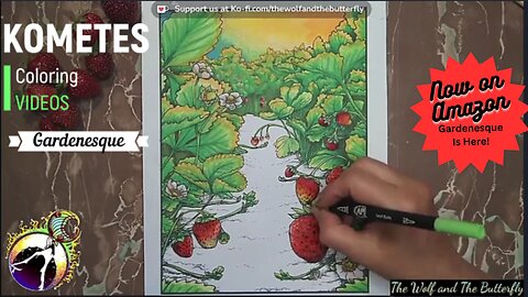 Coloring a Vibrant Strawberry Sunrise | Gardenesque Coloring Book