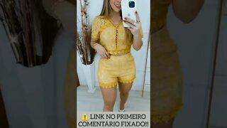 Roupas Femininas" conjunto Cropped e shorts Gripir, Manguinha Forrada/ shopee