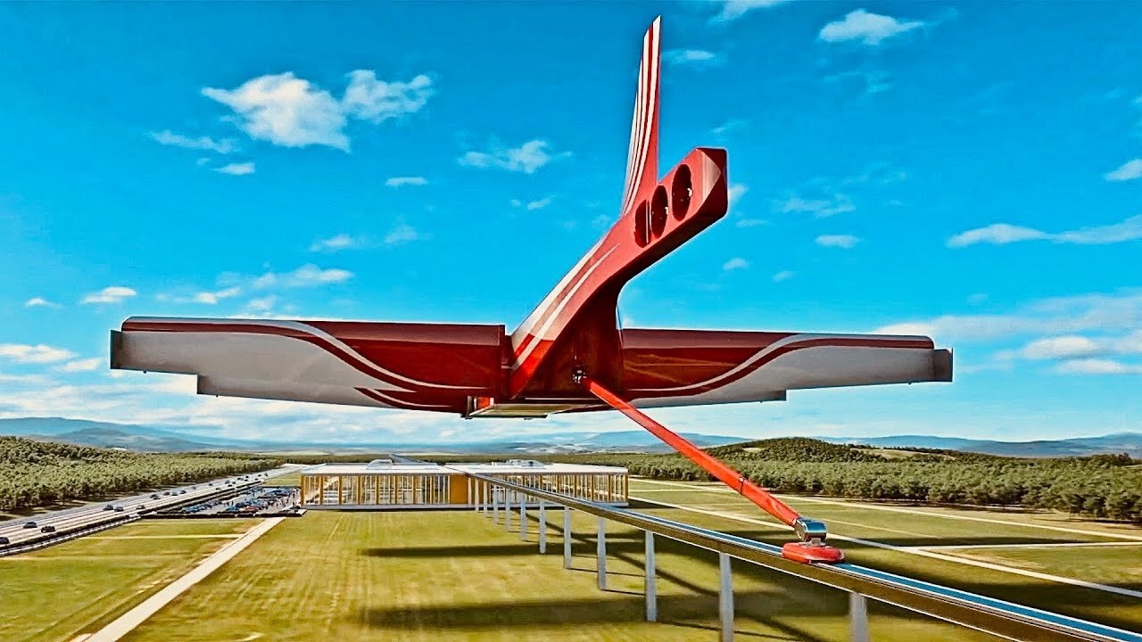 Flying Multi-Level Train - Great Animation Transport Concept