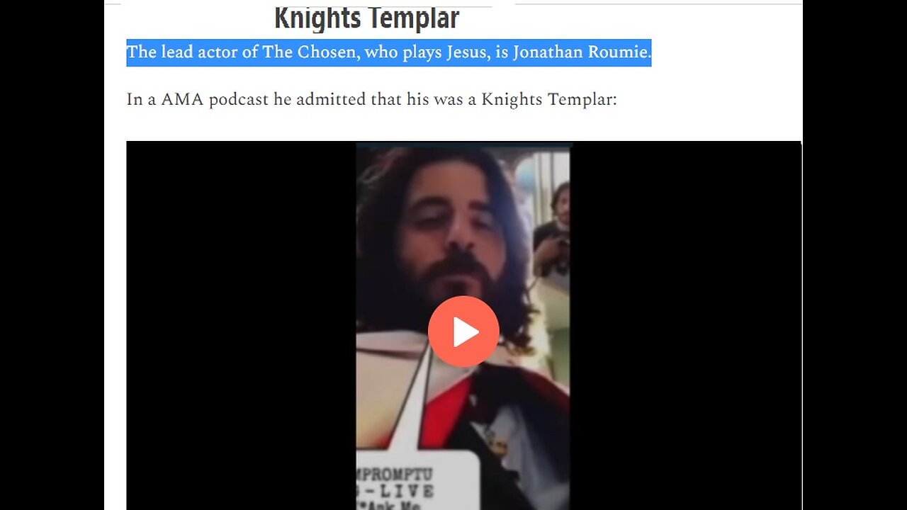 Knights Templar The lead actor of The Chosen, who plays Jesus, is Jonathan Roumie.