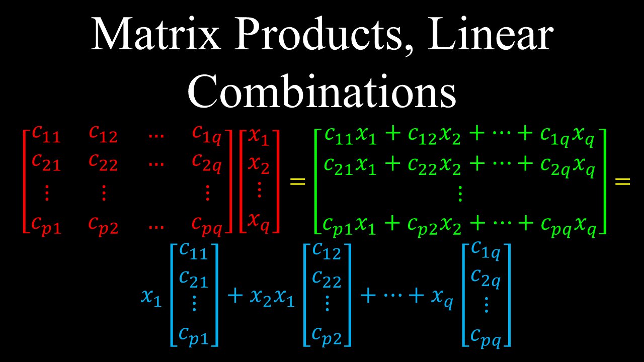 Matrix Products, Linear Combinations - Linear Algebra