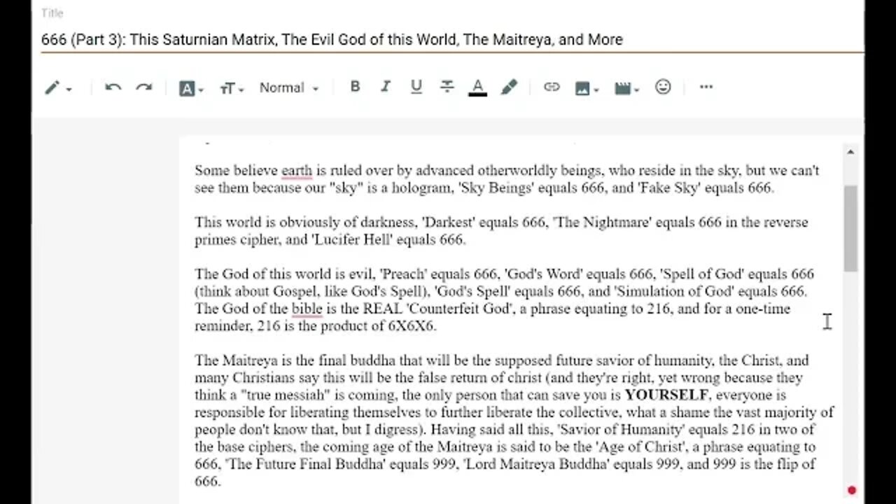 666 (Part 3) This Saturnian Matrix, Evil God of this World, The Maitreya, and More #gematria #matrix