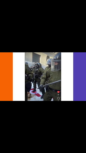 Little Green Men Trampling On Canadian Flag