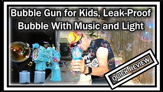 Bubble Gun for Kids (MCOYCHEN) Leak-Proof Bubble Blaster Gun with Music and Light QUICK REVIEW