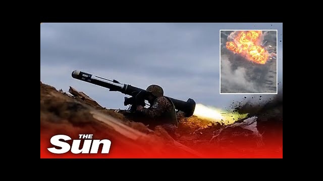 Ukrainian Marines destroy Russian armoured vehicles with Javelin missiles in Donetsk