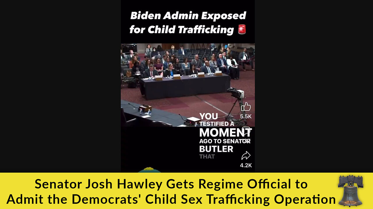 Senator Josh Hawley Gets Regime Official to Admit the Democrats' Child Sex Trafficking Operation