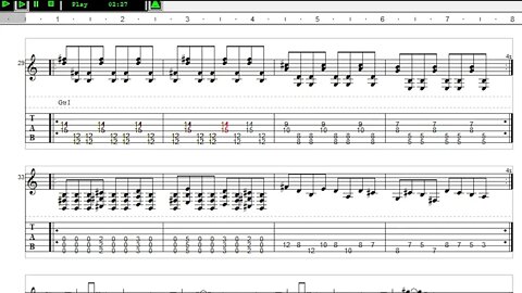 2012 - Warning, Rhythm Guitar tab video. for the vision impaired like me!