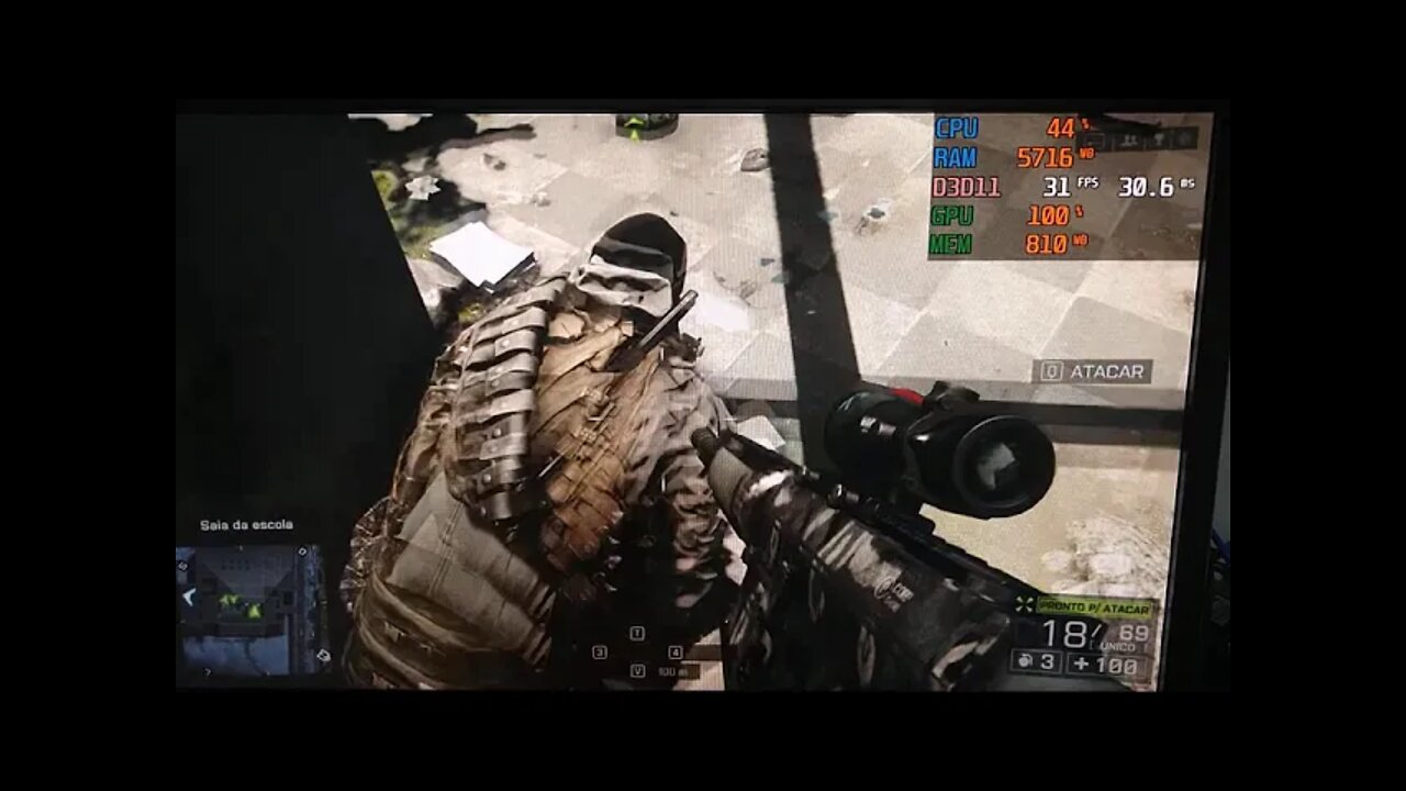 Battlefield 4 na GeForce GT710 1GB DDR3 Gigabyte com o FX 6300 @4,1GHz.