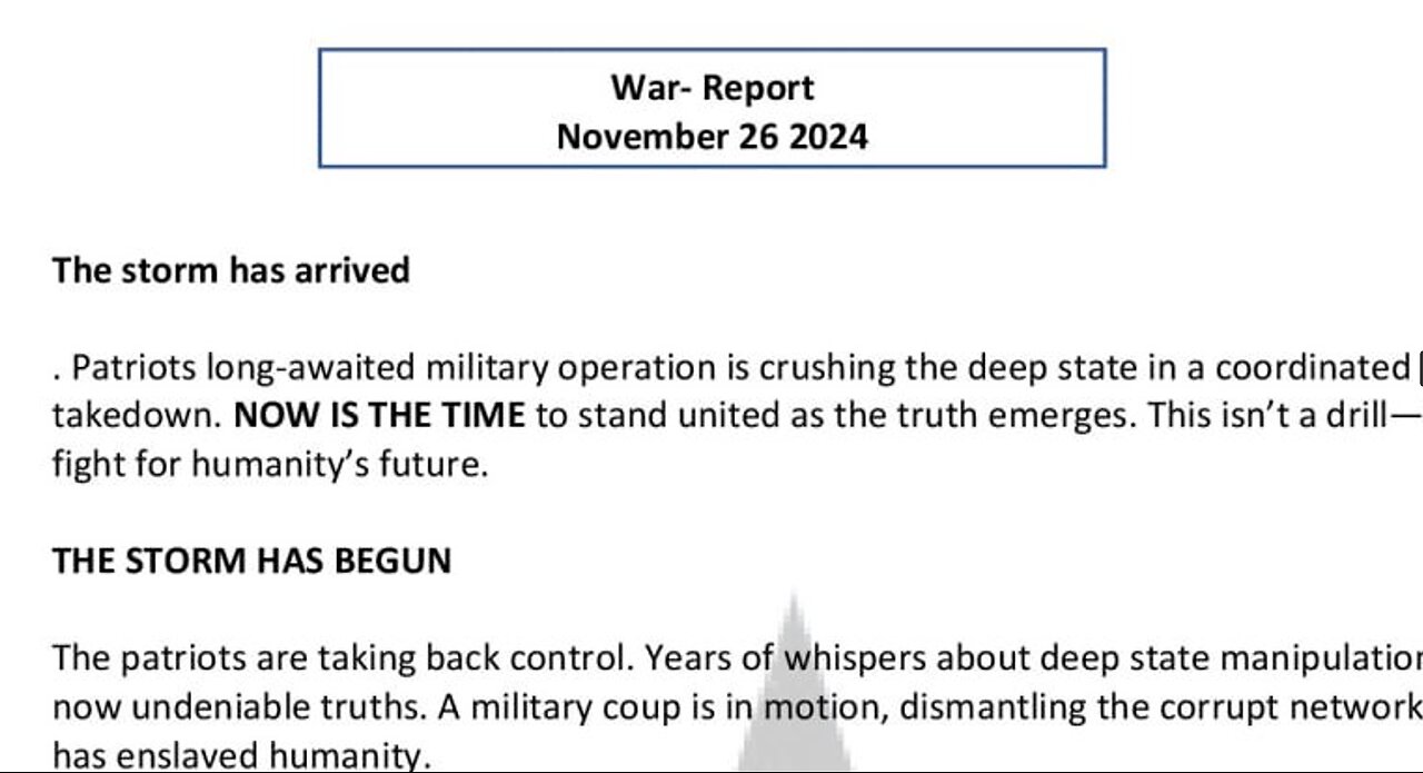 WAR REPORT - THE STORM HAS ARRIVED