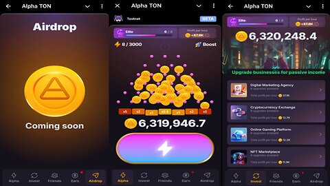 Alpha TON | Tap To Earn , Play Mini-games And Invest To Get More Passive Gains | Telegram Crypto Bot