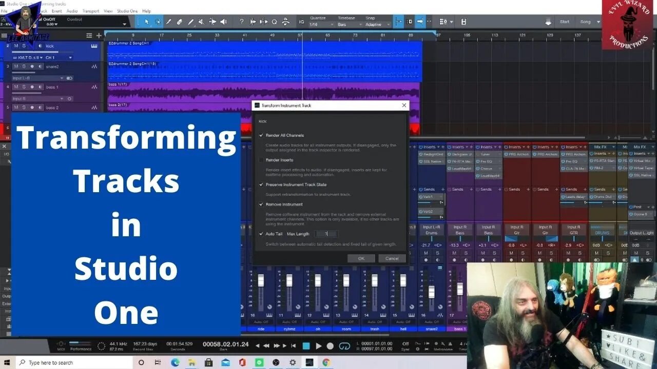 Transforming Tracks in Presonus Studio One