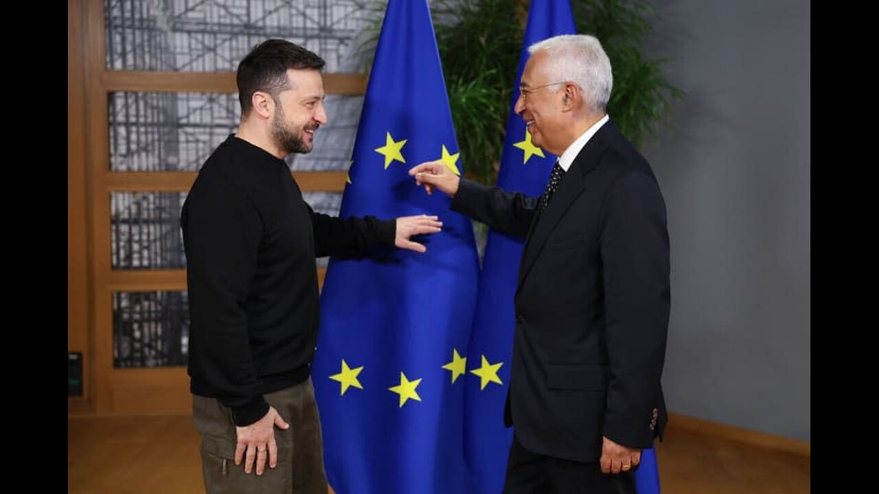 Zelenskiy welcomed by Antonio Costa on arrival at EU leaders summit