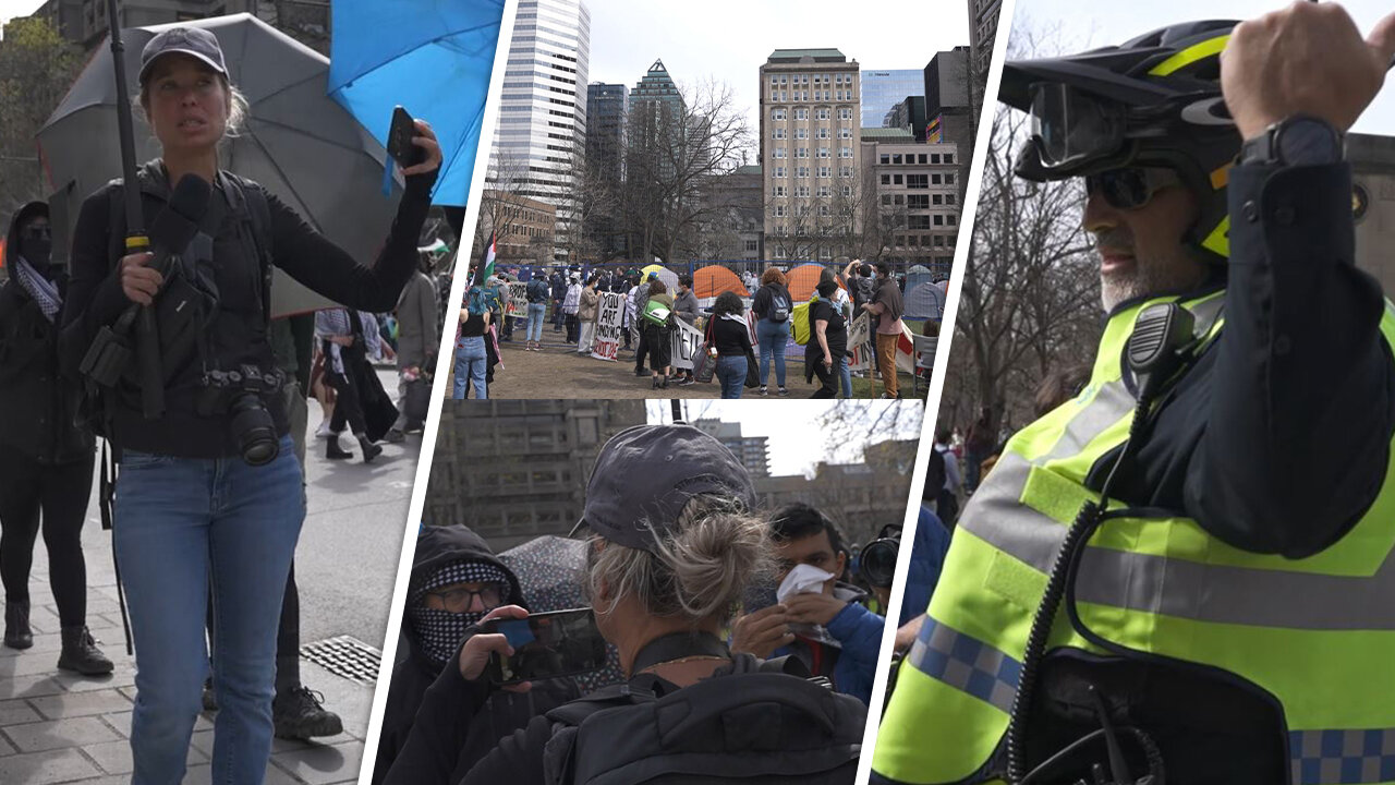 Antifa try to block coverage of Canada's first anti-Israel tent city at McGill University