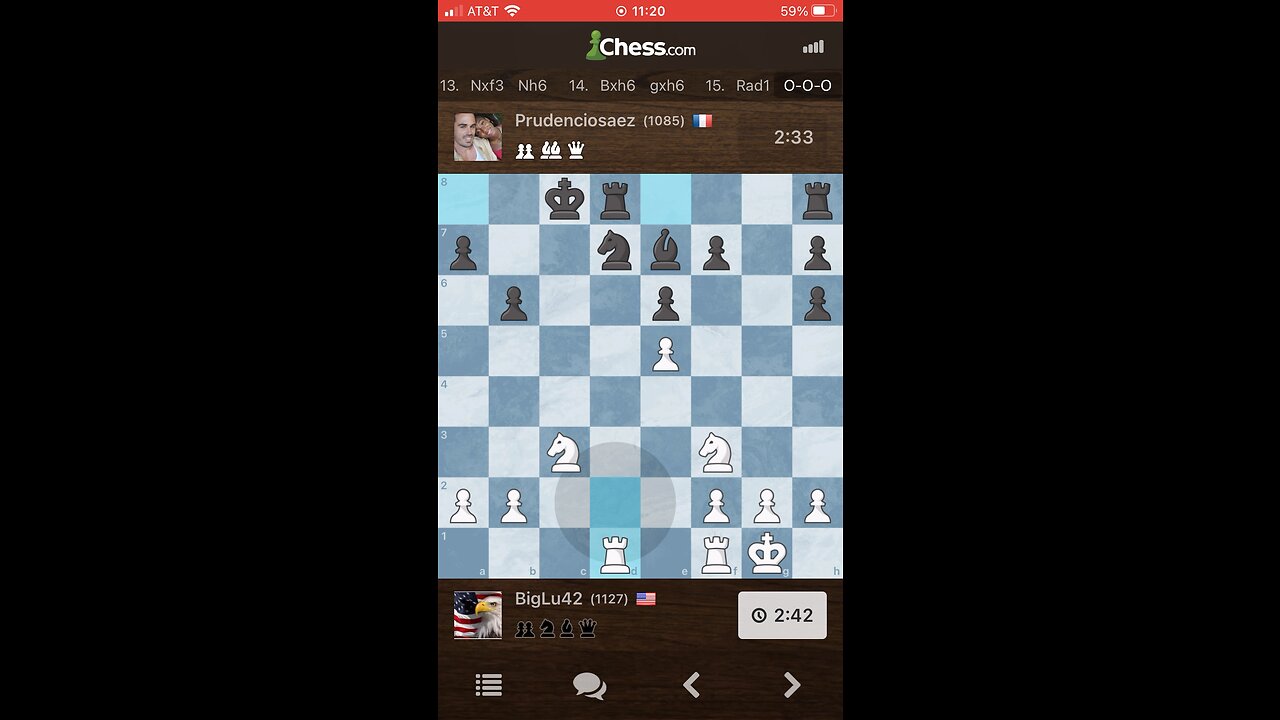 INTERMEDIATE BLITZ CHESS GAMEPLAY - BigLu42 vs. Prudenciosaez GAME #1