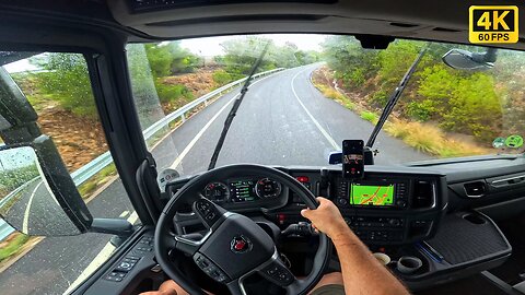 VALENCIA to BARCELONA 🇪🇸 POV Driving with my SCANIA V8 in the Rain