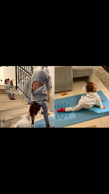 Mama & Adorable Two-year-old Daughter Love Doing Yoga