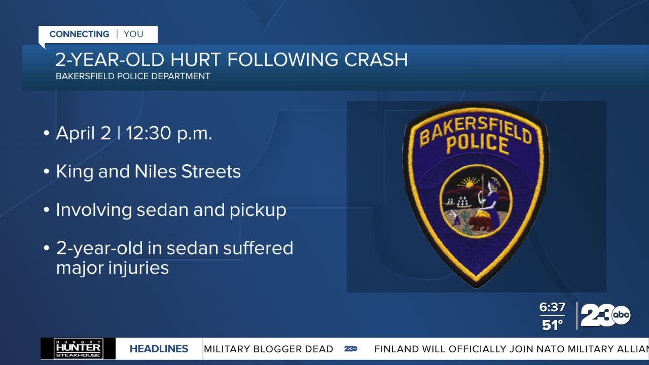 2-year-old injured in 2-vehicle crash in East Bakersfield