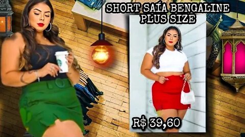 ✔️ SHORT SAÍA BENGALINE FEMININO PLUS SIZE