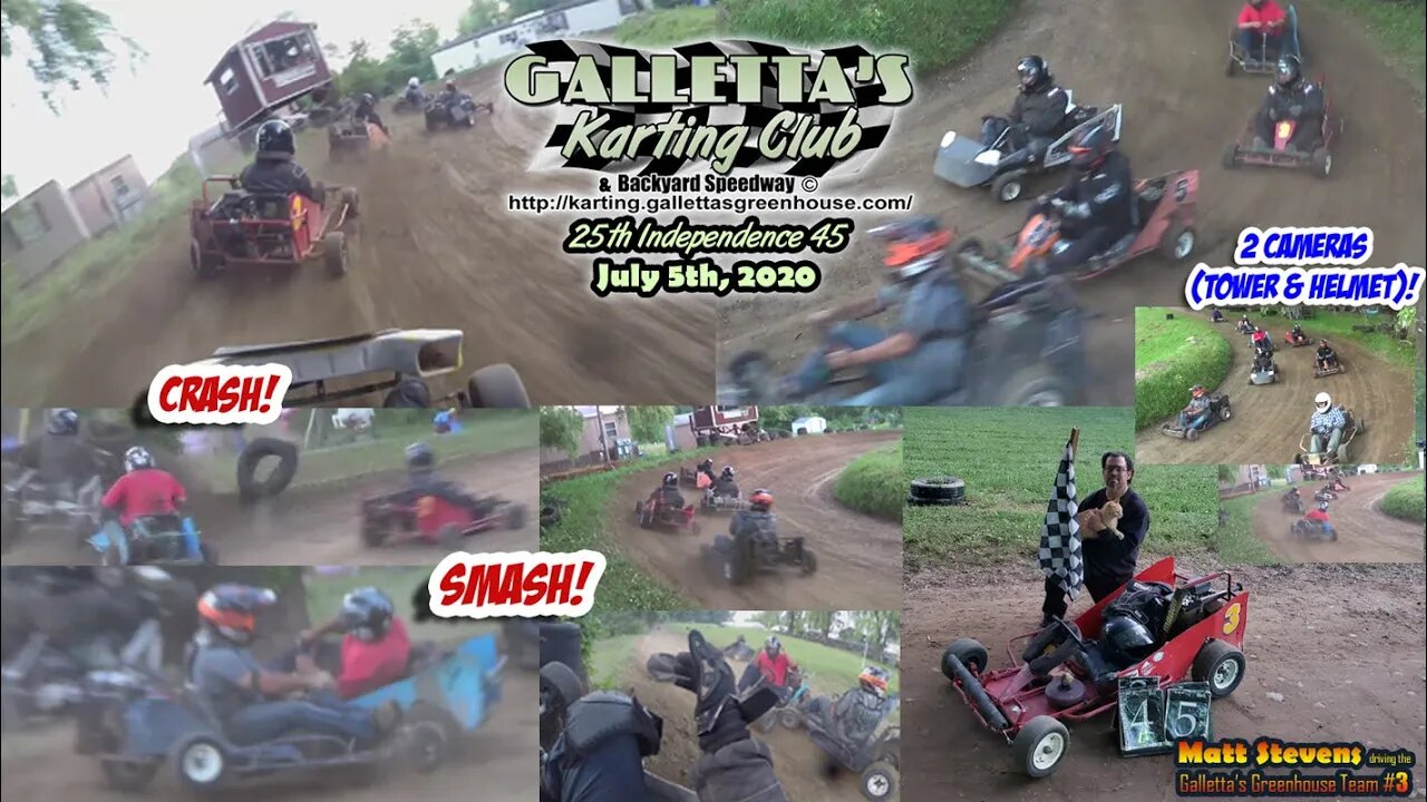 2020/7/5 - BIG CRASH in Independence 45-Lapper at Galletta's Greenhouse Kartway! (2 Cams+Narration)