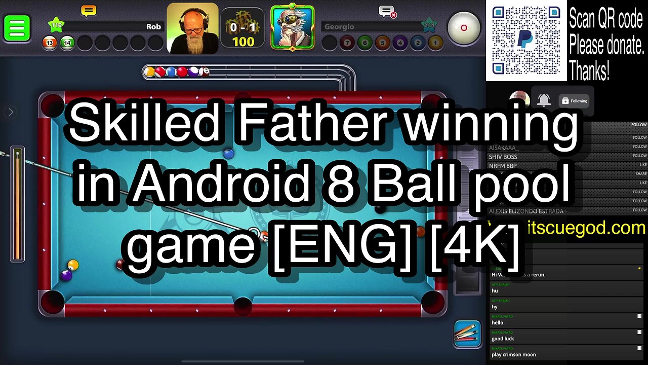 Skilled Father winning in Android 8 Ball pool game [ENG] [4K] 🎱🎱🎱 8 Ball Pool 🎱🎱🎱