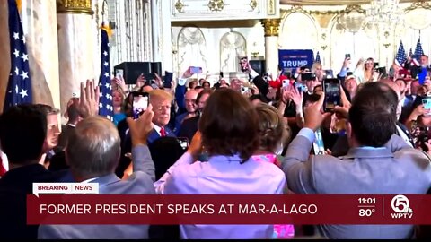 Former President Donald Trump speaks at Mar-a-Lago