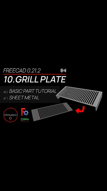 🍕 FOLDED Grill Plate - FreeCAD Sheet Metal Tutorial - FreeCAD Workbenches | #Shorts