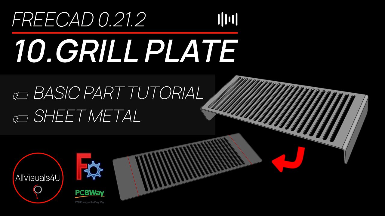 🍕 FOLDED Grill Plate - FreeCAD Sheet Metal Tutorial - FreeCAD Workbenches | #Shorts