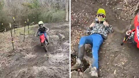 Kid Rides Bike Directly Into Tree