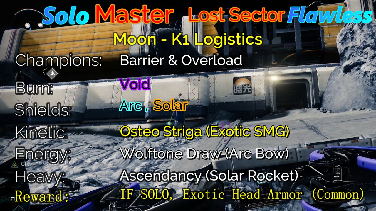 Destiny 2 Master Lost Sector: Moon - K1 Logistics Solo-Flawless 5-6-22