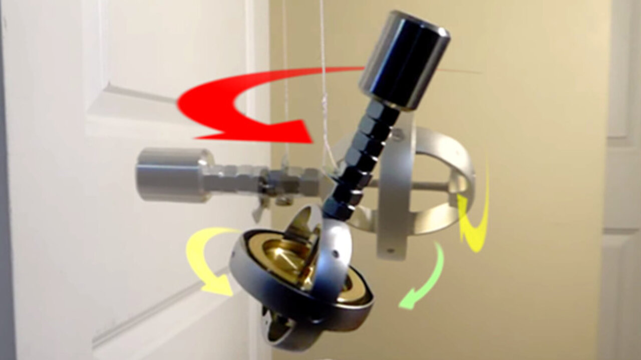 🔬#MESExperiments 9: Gyroscope With Counterweight Hung on a String Rises 'DOWNWARDS'!