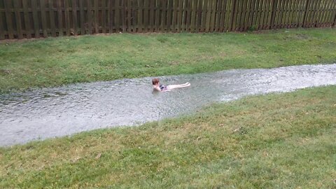 Flash thunderstorm on July 4 2020 Cassie having fun!