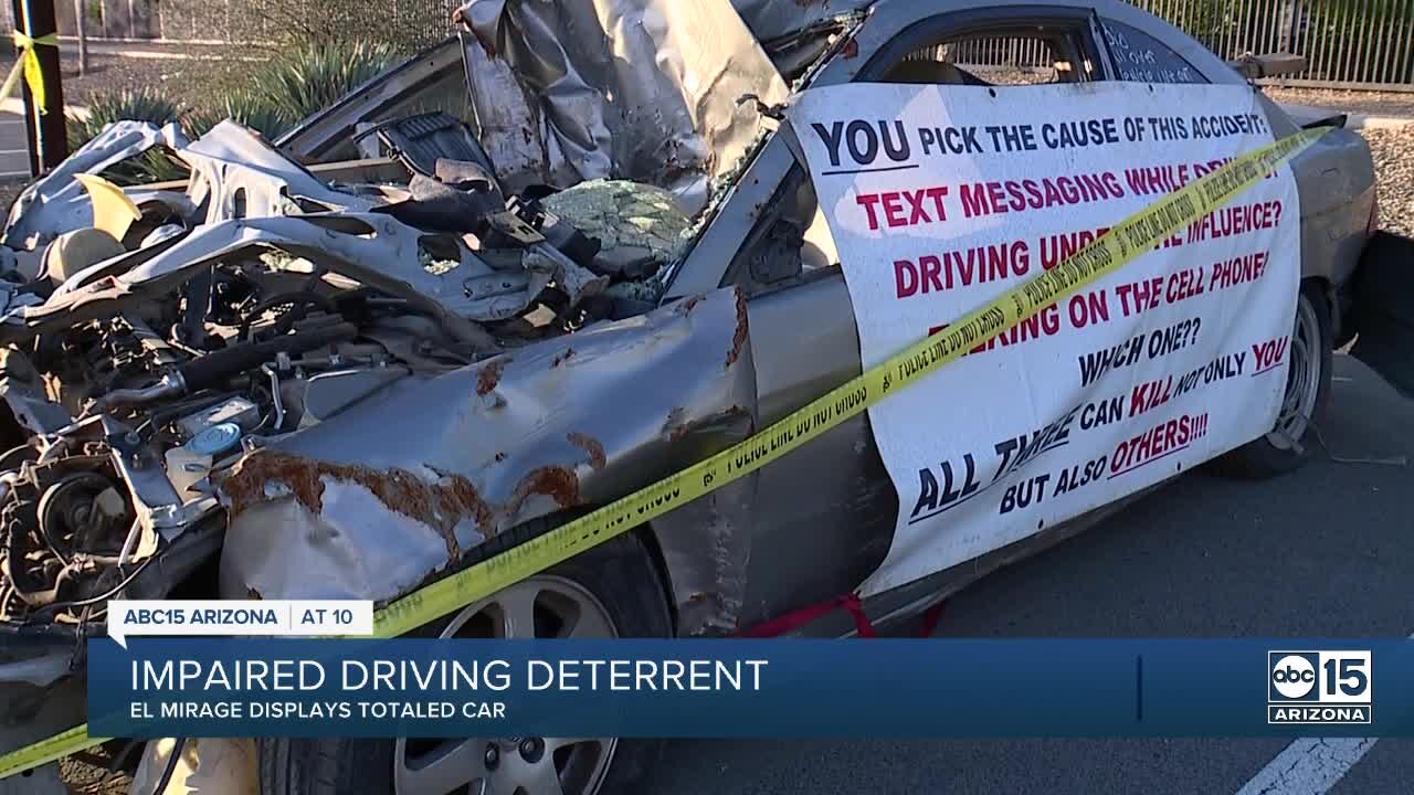 El Mirage displays totaled car at city hall to deter impaired driving