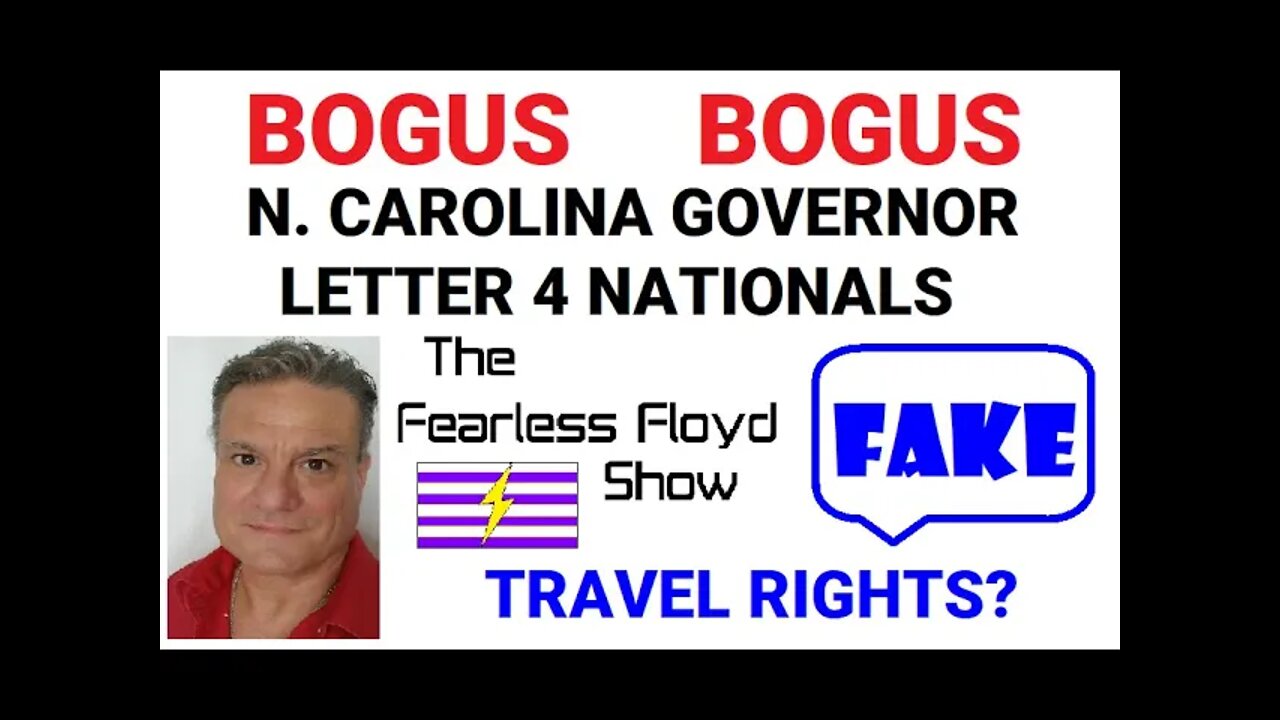 BOGUS N. CAROLINA GOVERNOR LETTER 4 NATIONALS TRAVELING