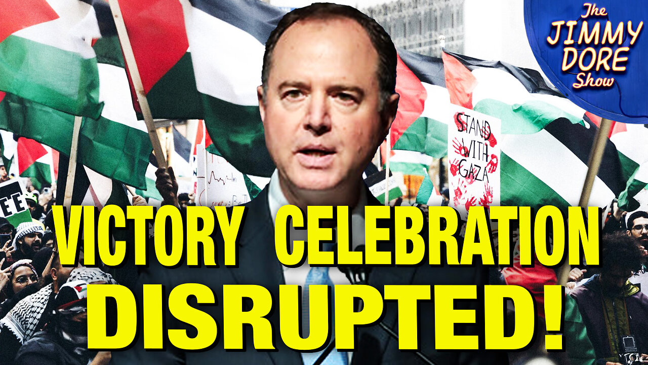 “Ceasefire Now!” Chants Disrupt Adam Schiff’s Victory Speech!