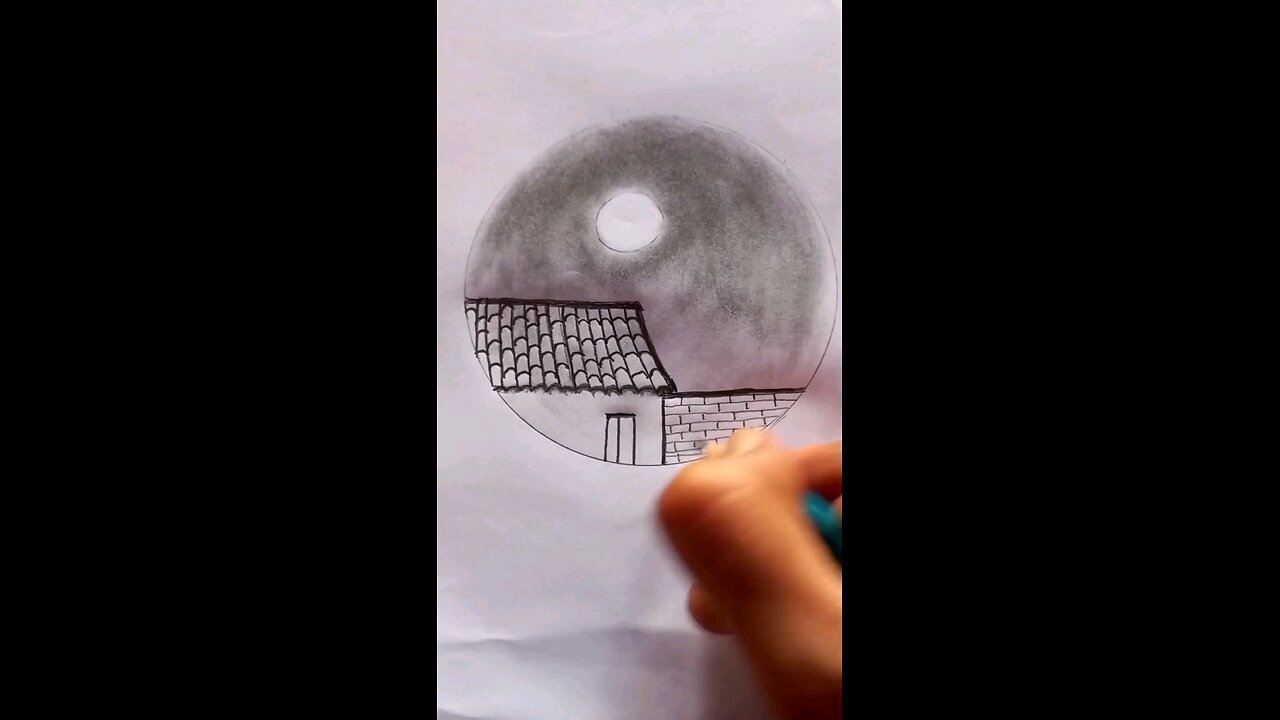 Easy scenery pencil drawing