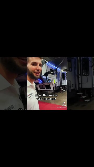 BIGGEST TOY HAULER EVER! 17FT Garage and 2 FULL Baths! #shorts #toyhauler #rv