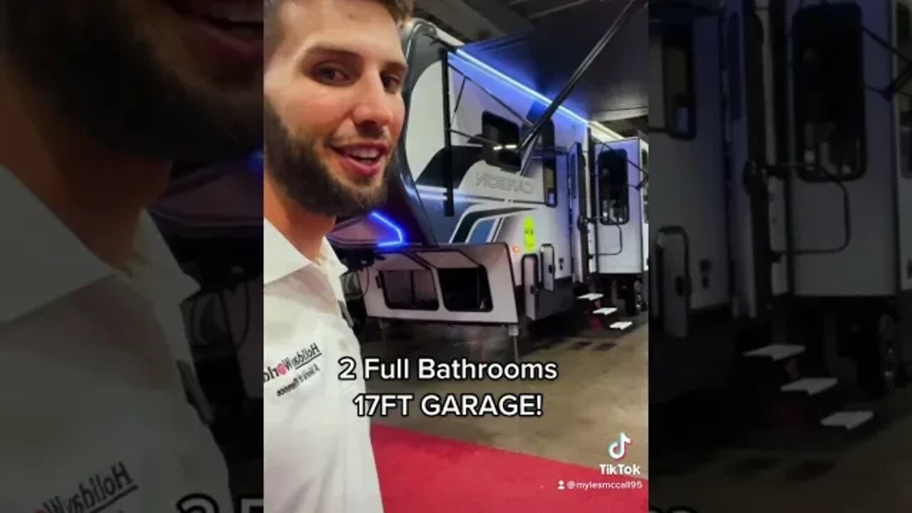 BIGGEST TOY HAULER EVER! 17FT Garage and 2 FULL Baths! #shorts #toyhauler #rv