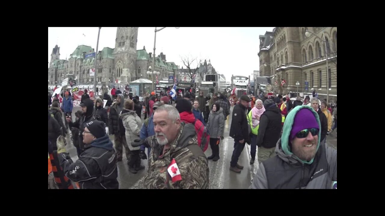 Freedom Convoy 2022 - Feb8th - Walking up the Hill to the main protest. Family Event. Pt2