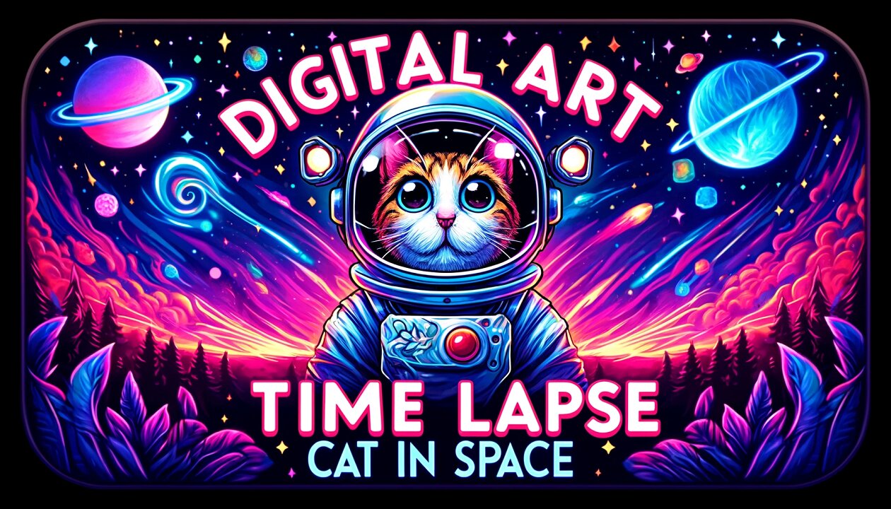 Digital Art Time Lapse: Cat In Space