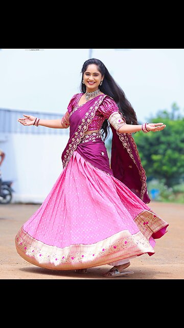 Tejaswini_Gowda in our Chikankari lehenga with banaras border