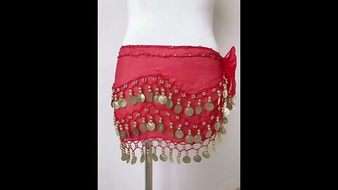 Women Belly Dance Costume Hip Scarf Coin Tassels Sequin Accessories Belt Skirt Thailand India Arab D